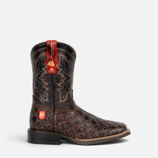 Bota Nokota Lucas 18 Grabado Pescado Café Niño