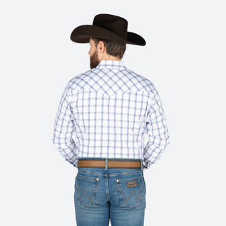 Camisa Wrangler Cuadros Marino Blanco Caballero