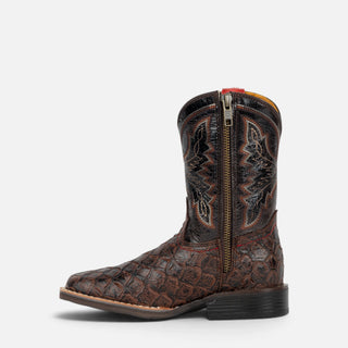Bota Nokota Lucas 18 Grabado Pescado Café Niño
