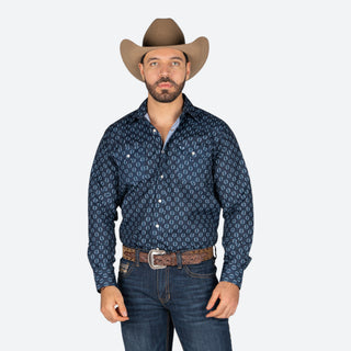 Camisa Rodeo Aztec Azul Caballero