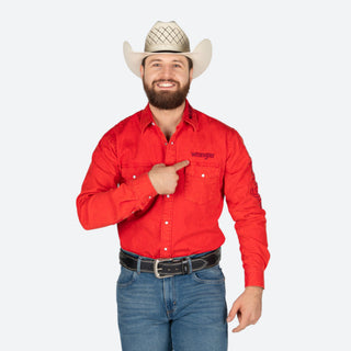 Camisa Wrangler Logo Rojo Caballero
