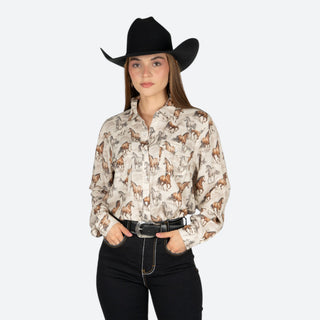 Camisa Panhandle Caballo Beige Dama
