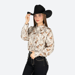 Camisa Panhandle Caballo Beige Dama