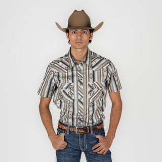 Camisa Rock & Roll Denim Aztec Print Caballero