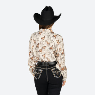 Camisa Panhandle Caballo Beige Dama
