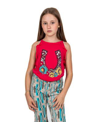 Blusa Rock & Roll Denim Herradura Flores Niña