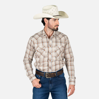 Camisa Wrangler Cuadros Kaki Caballero