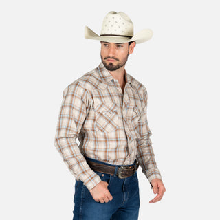 Camisa Wrangler Cuadros Kaki Caballero