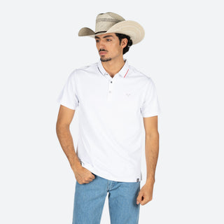 Playera Polo Rodeo Blanco Caballero