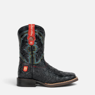 Bota Nokota Lucas 18 Grabado Pescado Baby Negro Niño