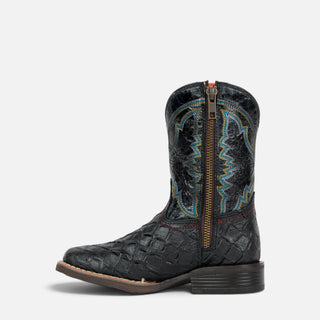 Bota Nokota Lucas 18 Grabado Pescado Baby Negro Niño