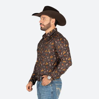 Camisa Rock 6 Roll Denim Rodeo Brown Caballero
