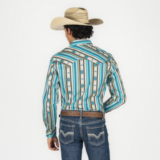 Camisa Rock & Roll Denim Aztec Brigth Turqoise Caballero