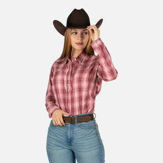 Camisa Wrangler Cuadro Rosa Dama