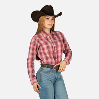 Camisa Wrangler Cuadro Rosa Dama