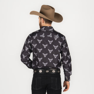 Camisa Rodeo Cráneo Negro Caballero