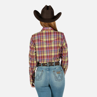 Camisa Wrangler Cuadros Tinto Dama