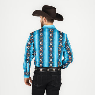 Camisa Wrangler Checotah Azul Caballero
