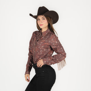 Camisa Rock & Roll Denim Flecos Brown Dama