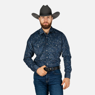 Camisa Wrangler Estampado Marino Caballero