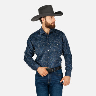 Camisa Wrangler Estampado Marino Caballero
