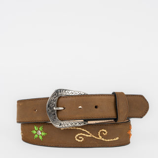 Cinturón Coyote Ranch Piel Miel Flor Dama