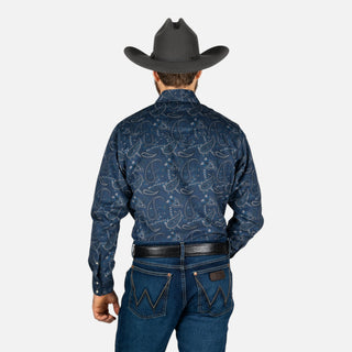 Camisa Wrangler Estampado Marino Caballero