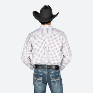 Camisa Ariat WF Landry LS White Geo Print Caballero