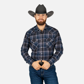 Camisa Wrangler Cuadros Marino Caballero
