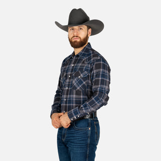 Camisa Wrangler Cuadros Marino Caballero