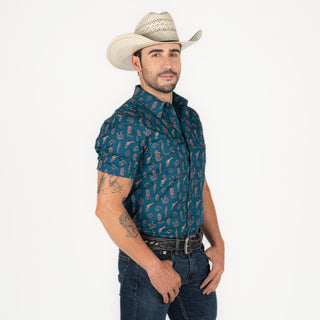 Camisa Rock & Roll Denim Teal Caballero