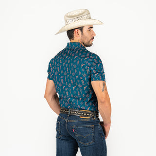 Camisa Rock & Roll Denim Teal Caballero