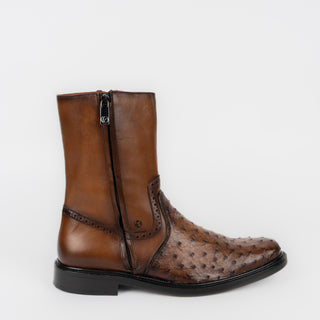 Bota Franco Cuadra Avestruz Ternara Miel Doble Cierre Caballero