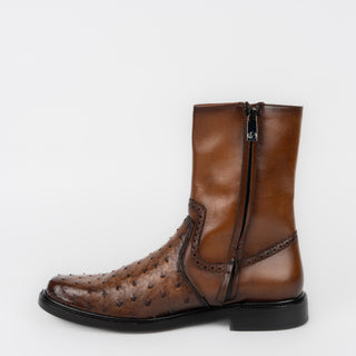 Bota Franco Cuadra Avestruz Ternara Miel Doble Cierre Caballero