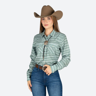 Camisa Ariat Western Venttek LS Green Dama
