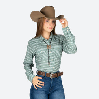 Camisa Ariat Western Venttek LS Green Dama