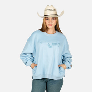 Suéter Kimes Ranch Saguaro Patch Faded Denim Dama