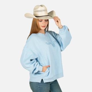 Suéter Kimes Ranch Saguaro Patch Faded Denim Dama