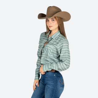 Camisa Ariat Western Venttek LS Green Dama