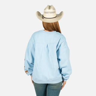 Suéter Kimes Ranch Saguaro Patch Faded Denim Dama