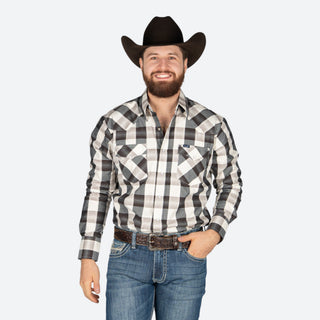 Camisa Wrangler Cuadro Gris Caballero