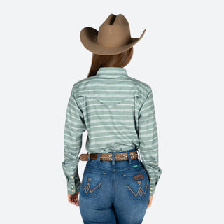Camisa Ariat Western Venttek LS Green Dama