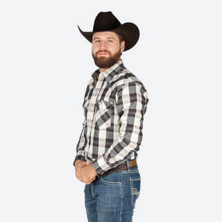 Camisa Wrangler Cuadro Gris Caballero