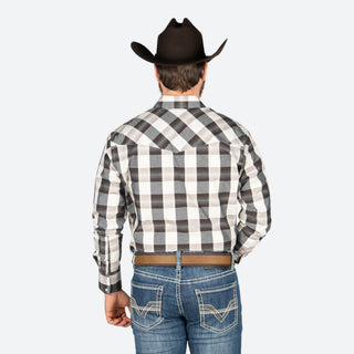Camisa Wrangler Cuadro Gris Caballero