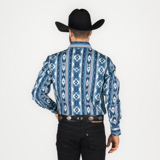 Camisa Wrangler Checotah Azul Blanco Caballero