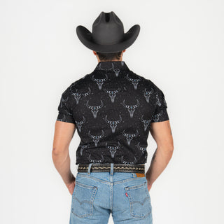 Camisa Rock & Roll Denim Dale Longhrn Print Black Caballero