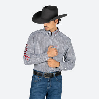 Camisa Ariat Team Ward LS Black Red Caballero