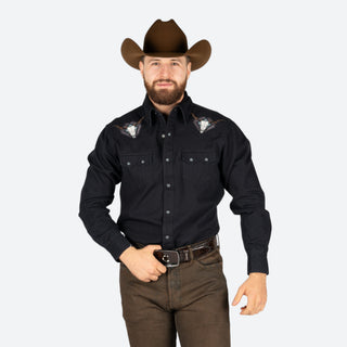 Camisa Rock & Roll Denim Cráneo Black Caballero