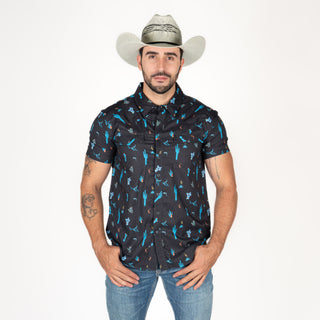 Camisa Rock & Roll Denim Cactus Conv Snap Caballero