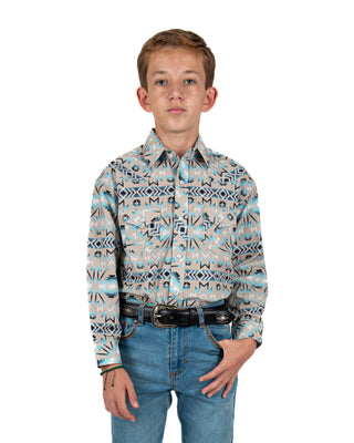 Camisa Rock & Roll Denim Aztec Teal Niño